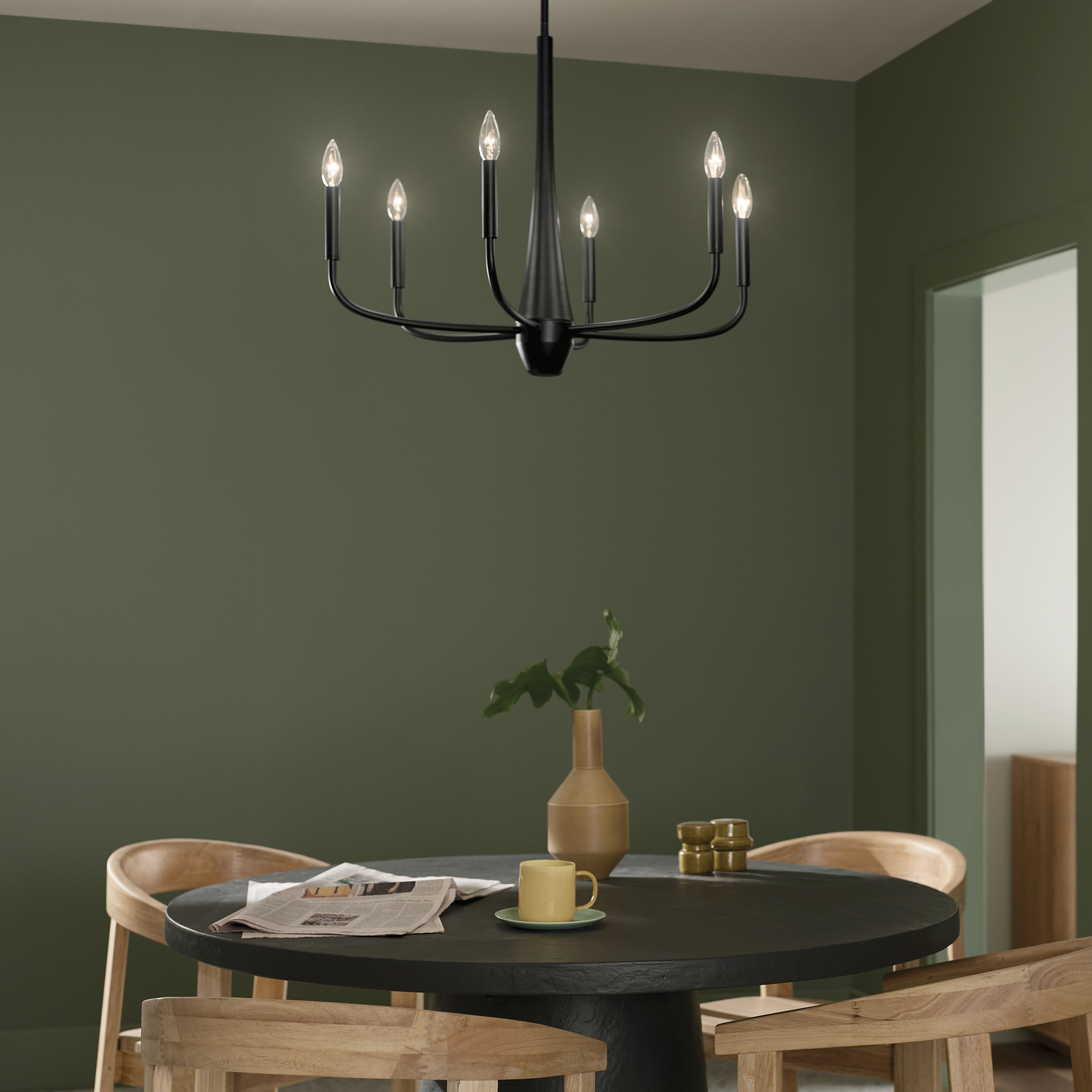 Deela LED 28 inch Black Chandelier Ceiling Light