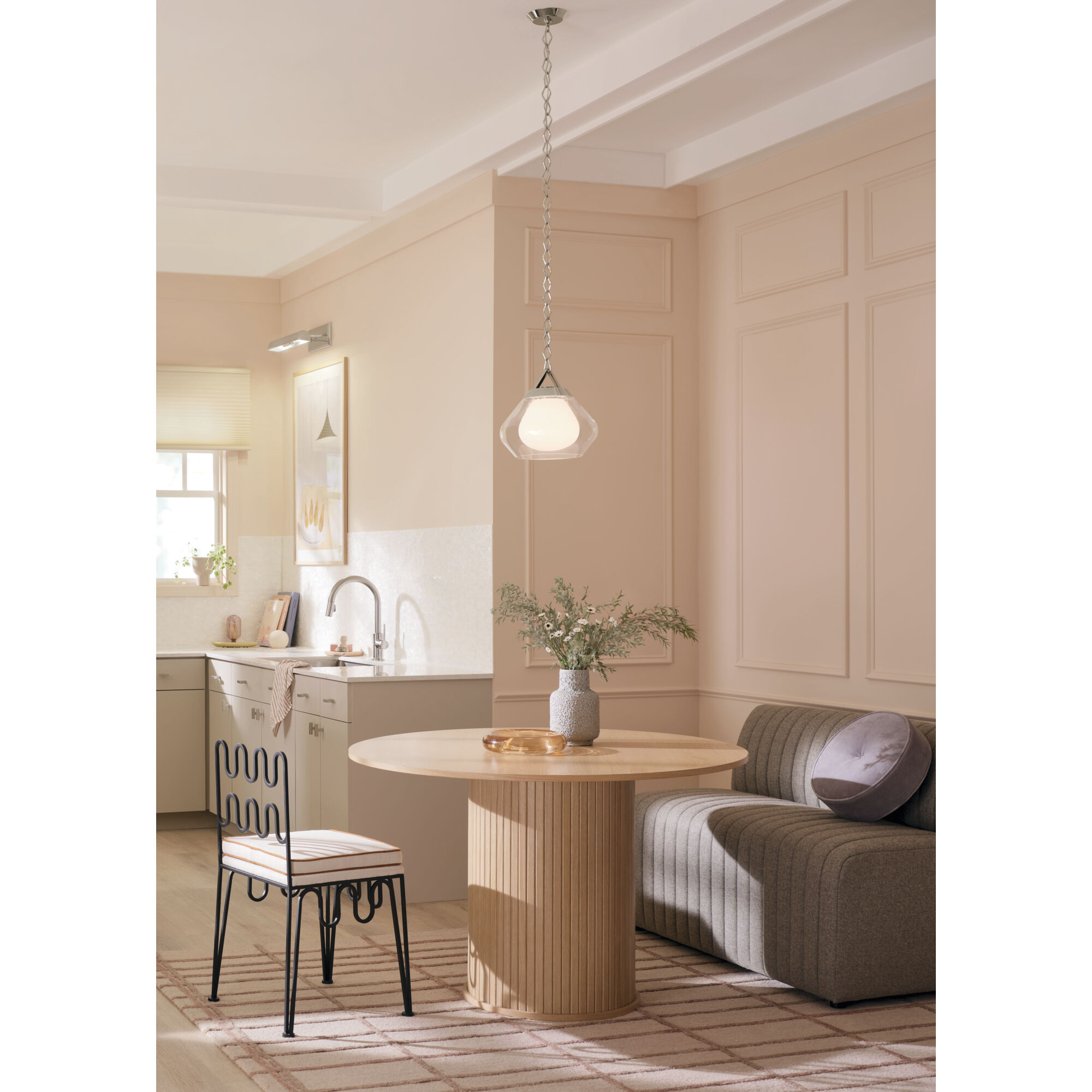 Nella 1 Light Polished Nickel Pendant Ceiling Light