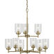 Winslow 9 Light Natural Brass Chandelier Ceiling Light, 2 Tier