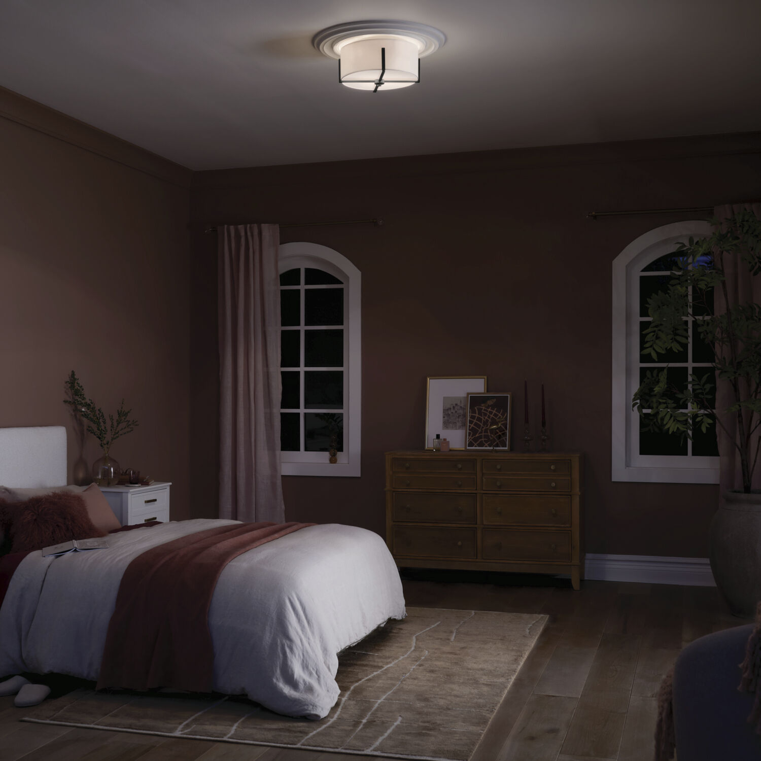 Malen LED 15.5 inch Black Flush Mount Ceiling Light