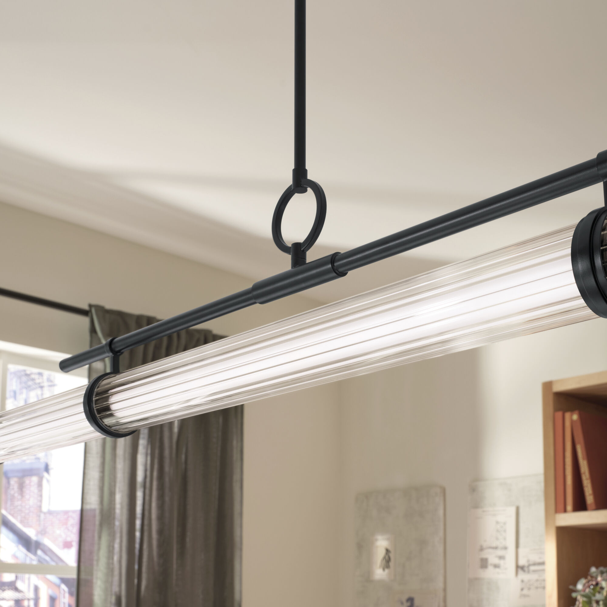 Riven LED 8 inch Black Chandelier Linear Ceiling Light