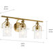 Everett 3 Light 24 inch Brushed Brass Bath Vanity Light Wall Light
