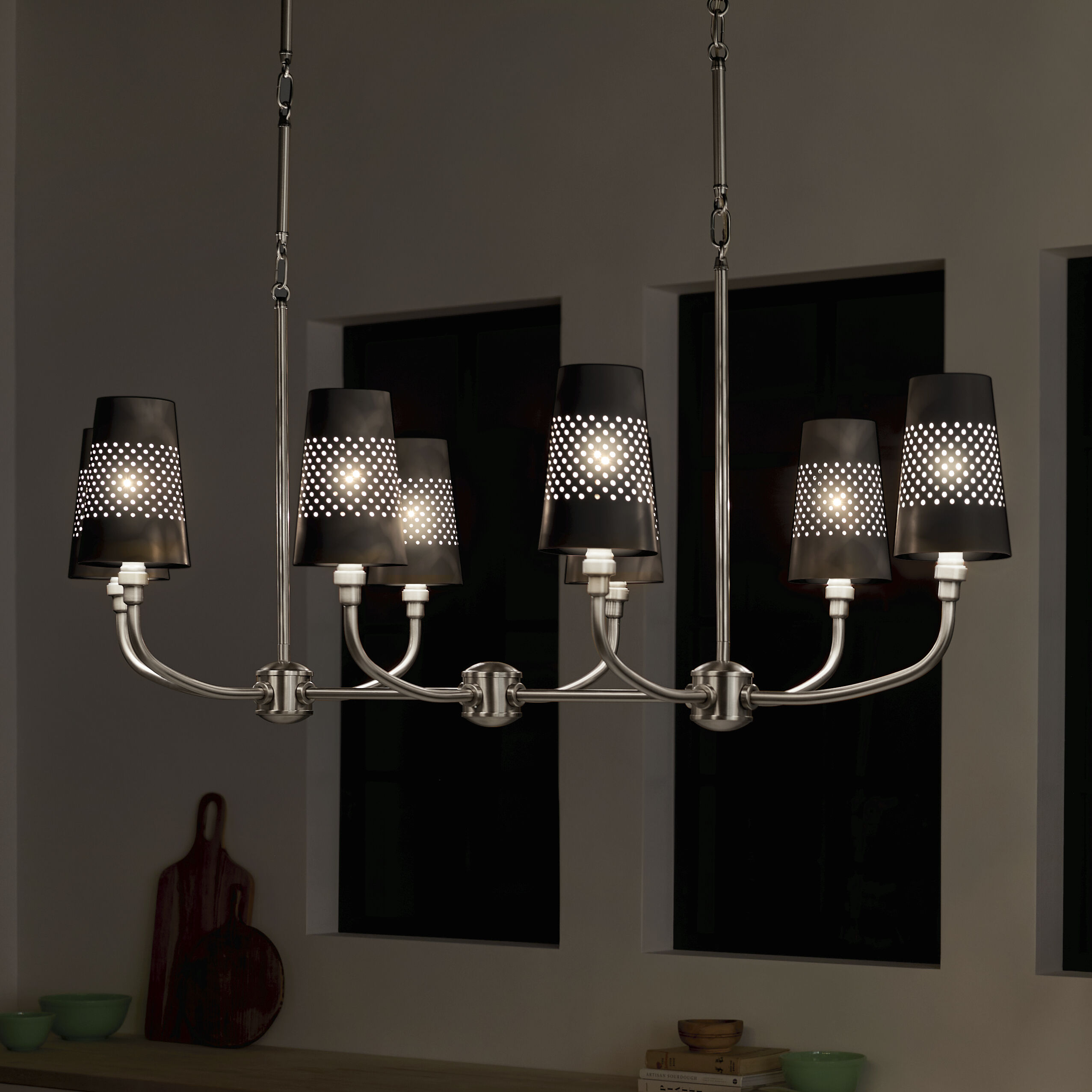 Adeena 8 Light 20.75 inch Classic Pewter Chandelier Linear Ceiling Light