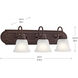 Independence 3 Light 24 inch Tannery Bronze Wall Mt Bath 3 Arm Wall Light