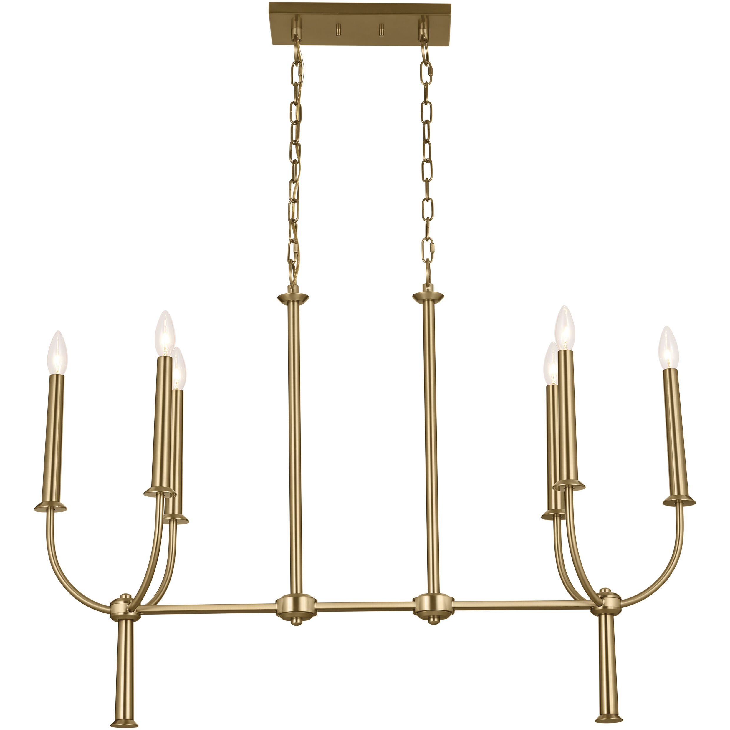 Florence 6 Light 10 inch Brushed Natural Brass Chandelier Linear Ceiling Light