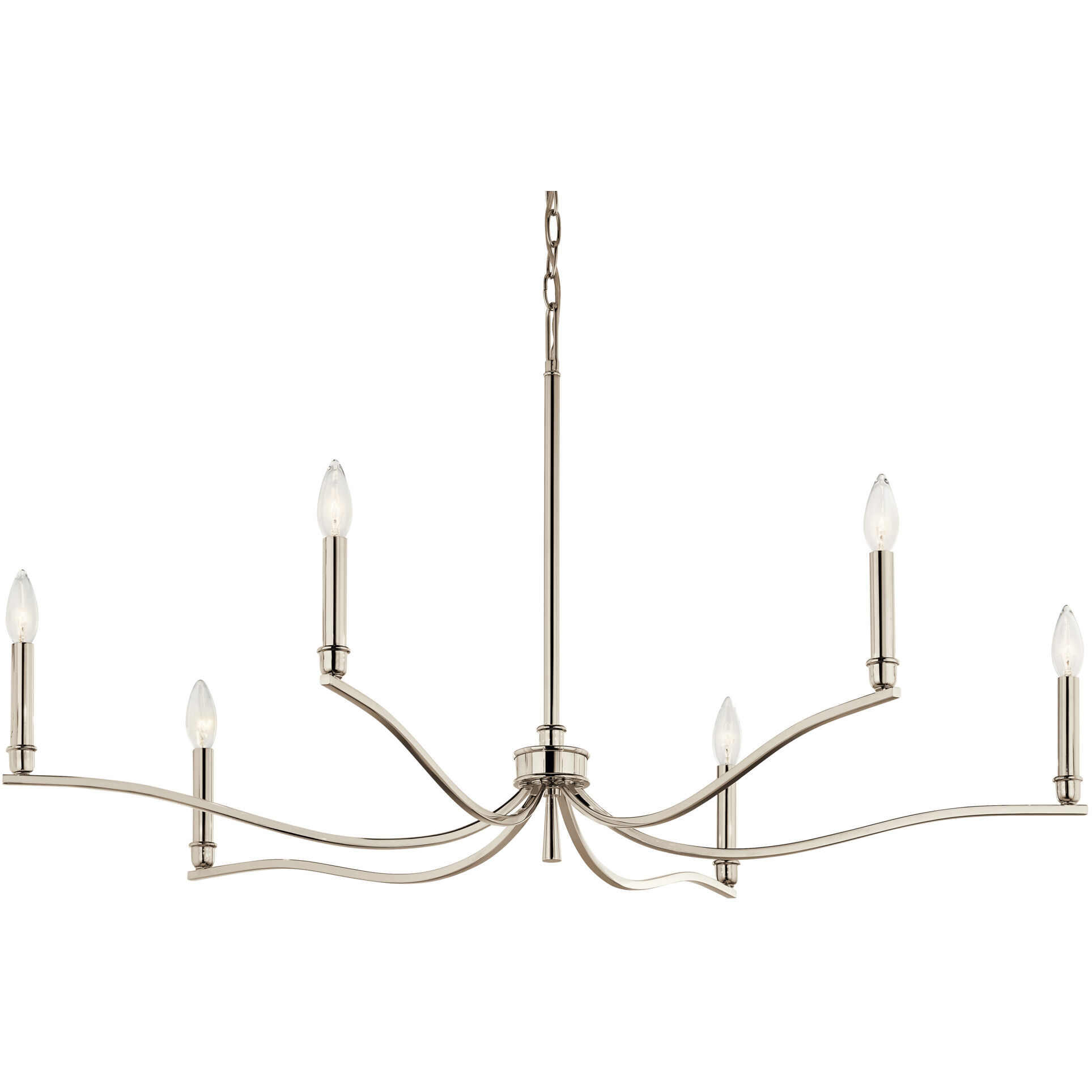Malene 6 Light Polished Nickel Chandelier Ceiling Light, 1 Tier Medium