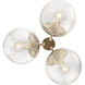 Silvarious 3 Light Champagne Bronze Chandelier/Semi Flush Ceiling Light in Clear Crackle