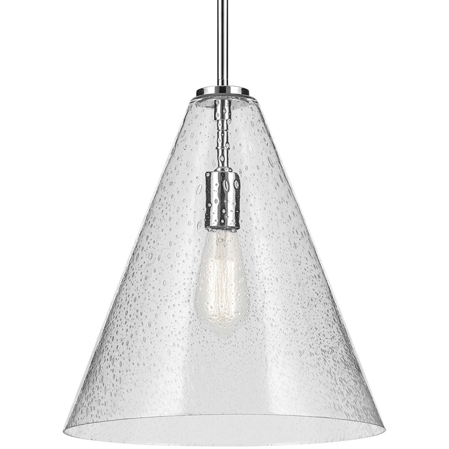Everly 1 Light Chrome Pendant Ceiling Light in Clear