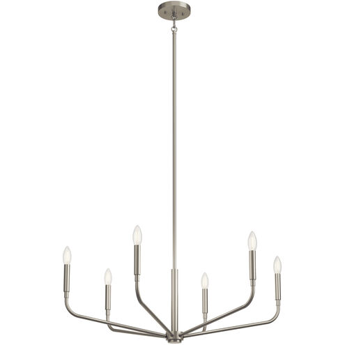 Madden 6 Light Brushed Nickel Chandelier Ceiling Light, 1 Tier Medium