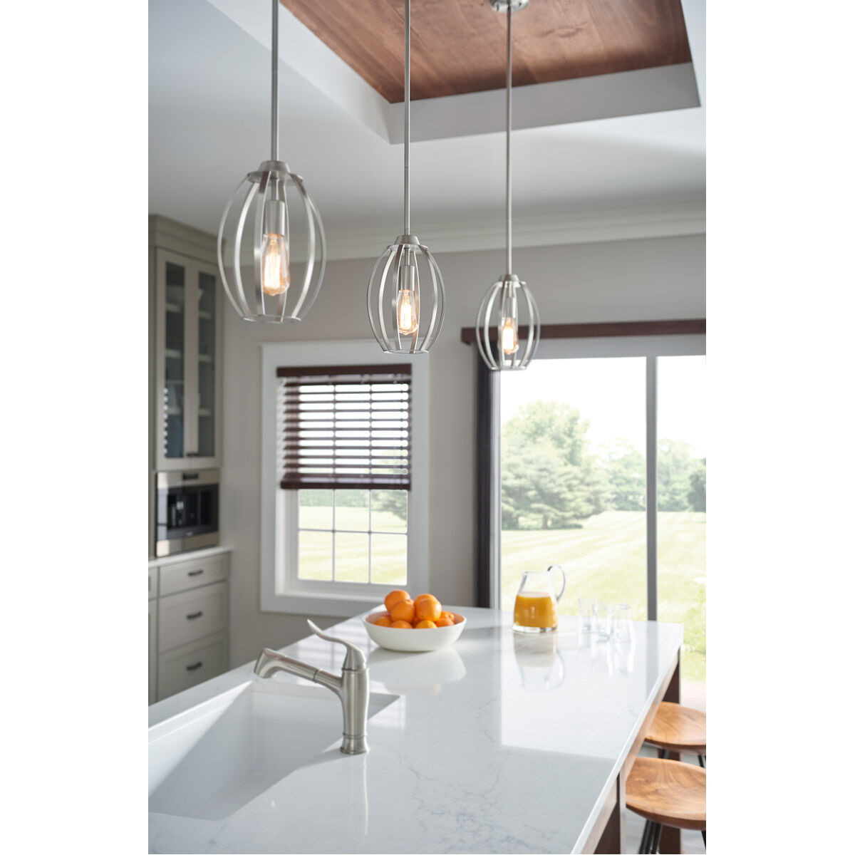 Tao 1 Light 8 inch Brushed Nickel Pendant Ceiling Light