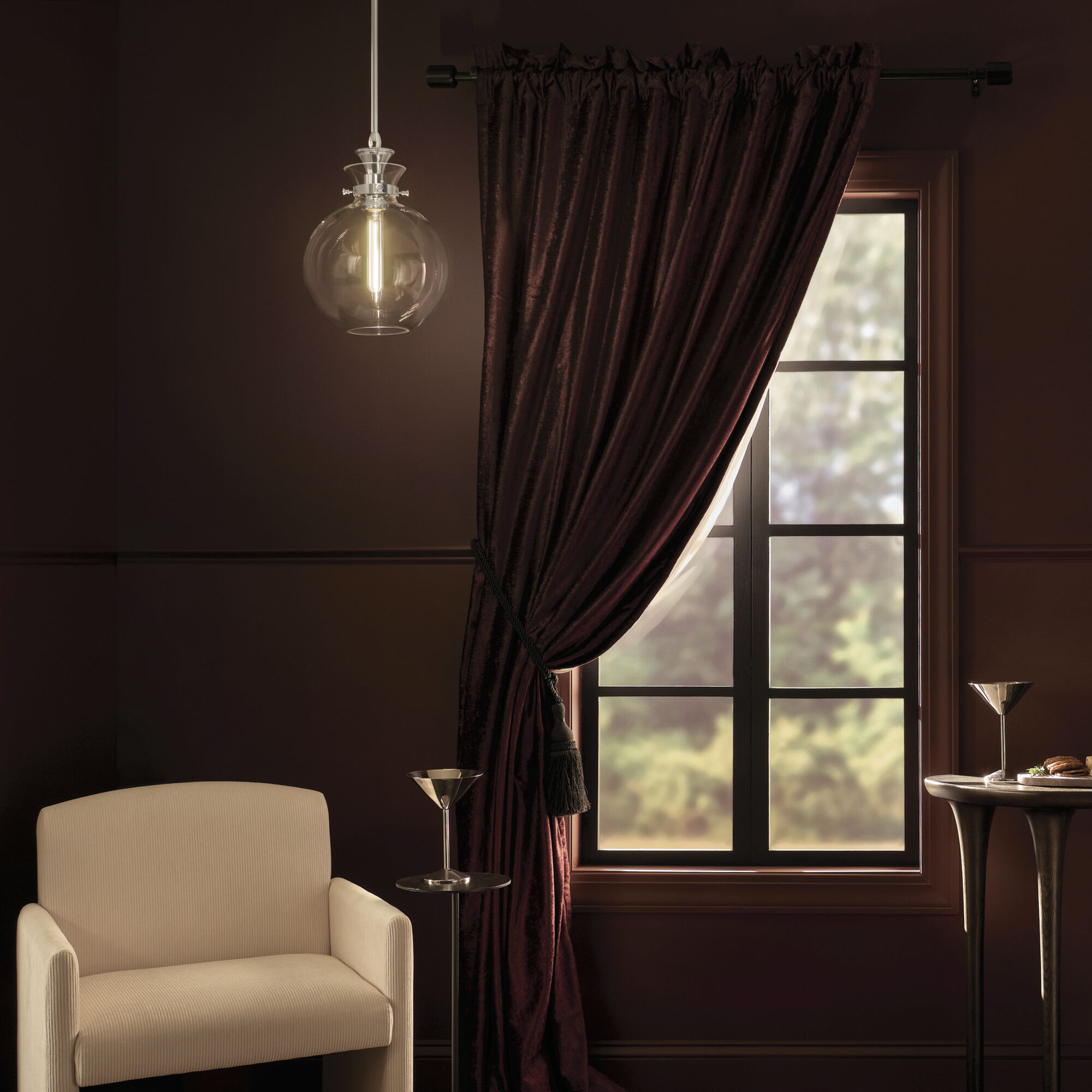 Laria 1 Light Polished Nickel Pendant Ceiling Light in Clear