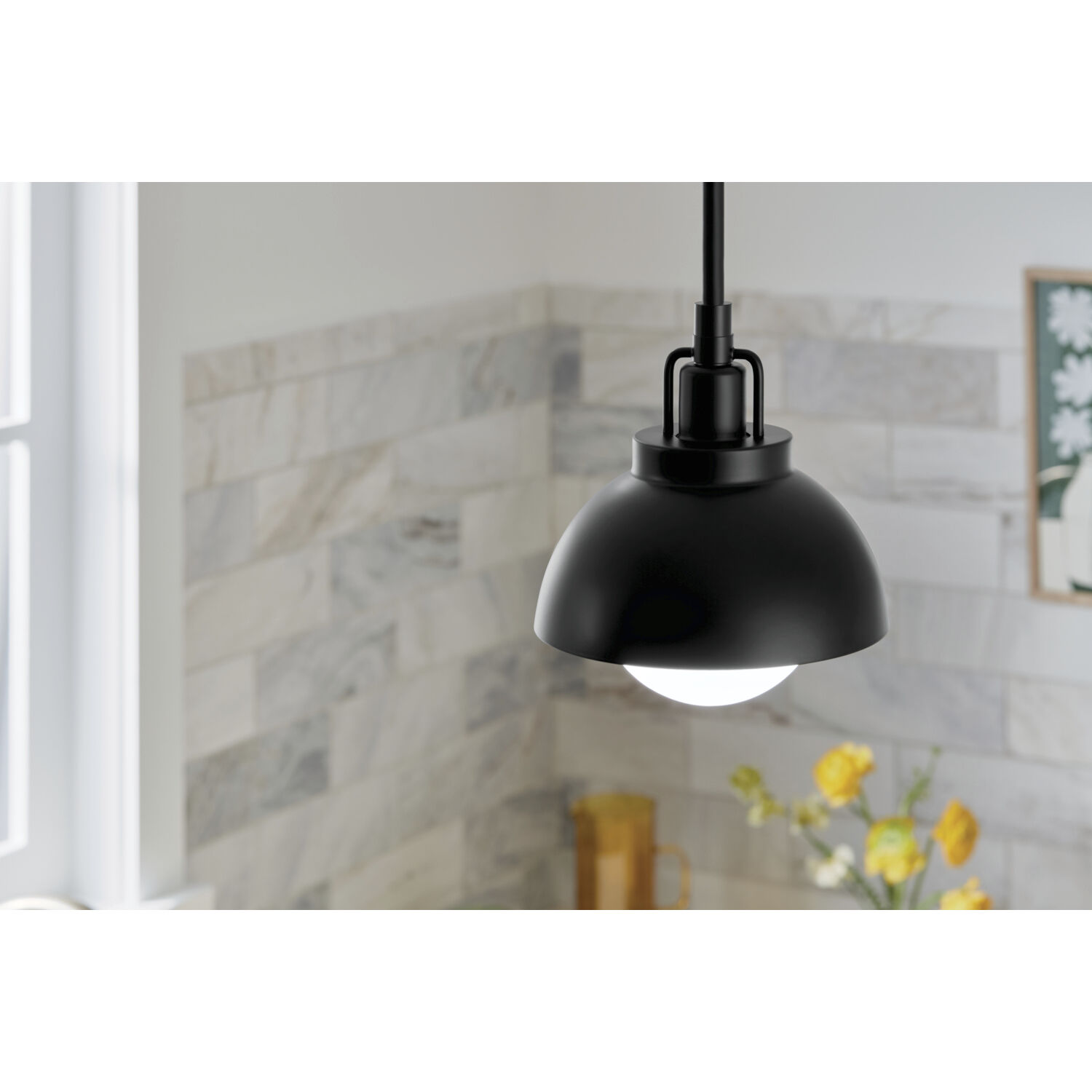 Niva LED 8 inch Black Semi Flush Mount Ceiling Light