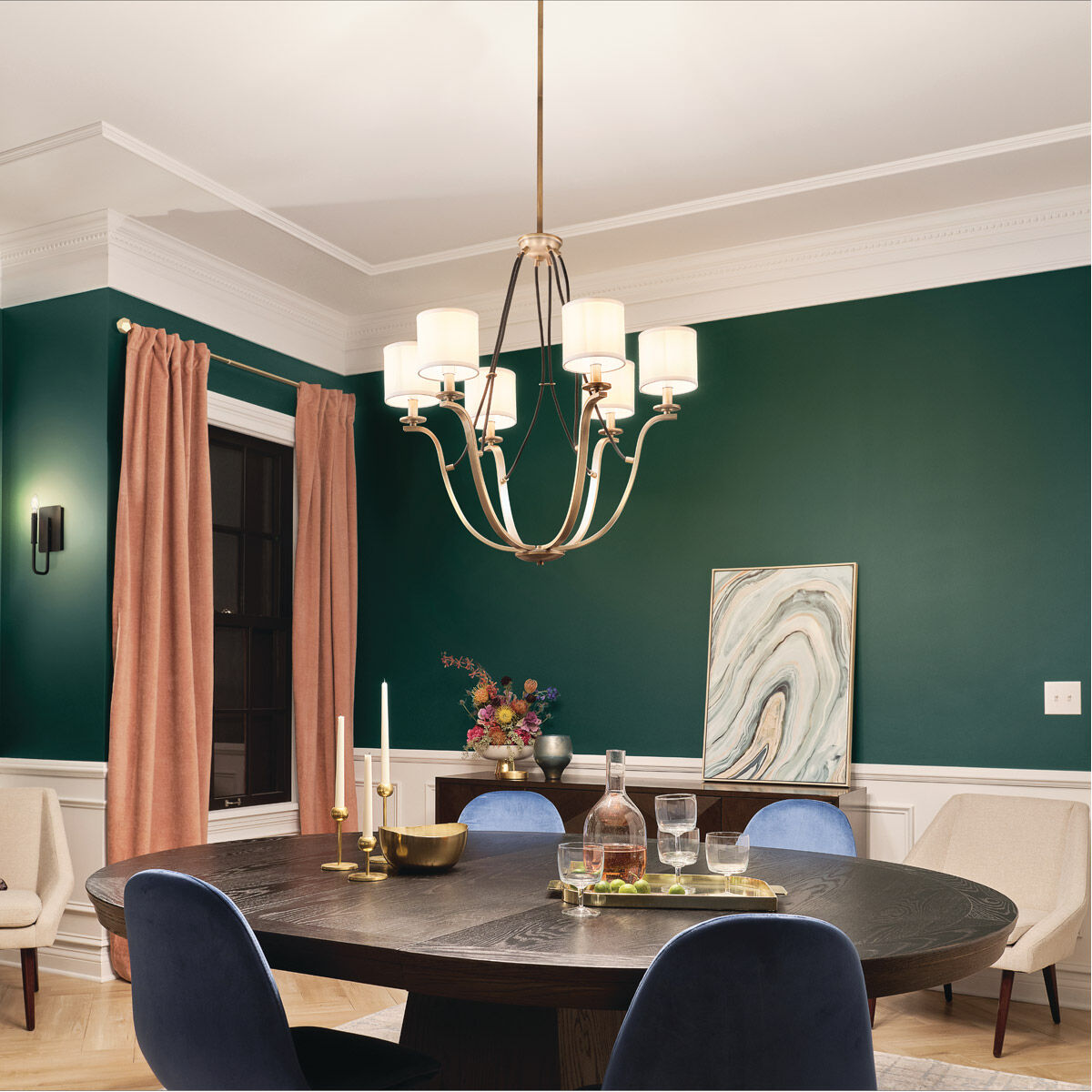 Thisbe 6 Light 27.5 inch Natural Brass Chandelier 1 Tier Medium Ceiling Light, 1 Tier Medium