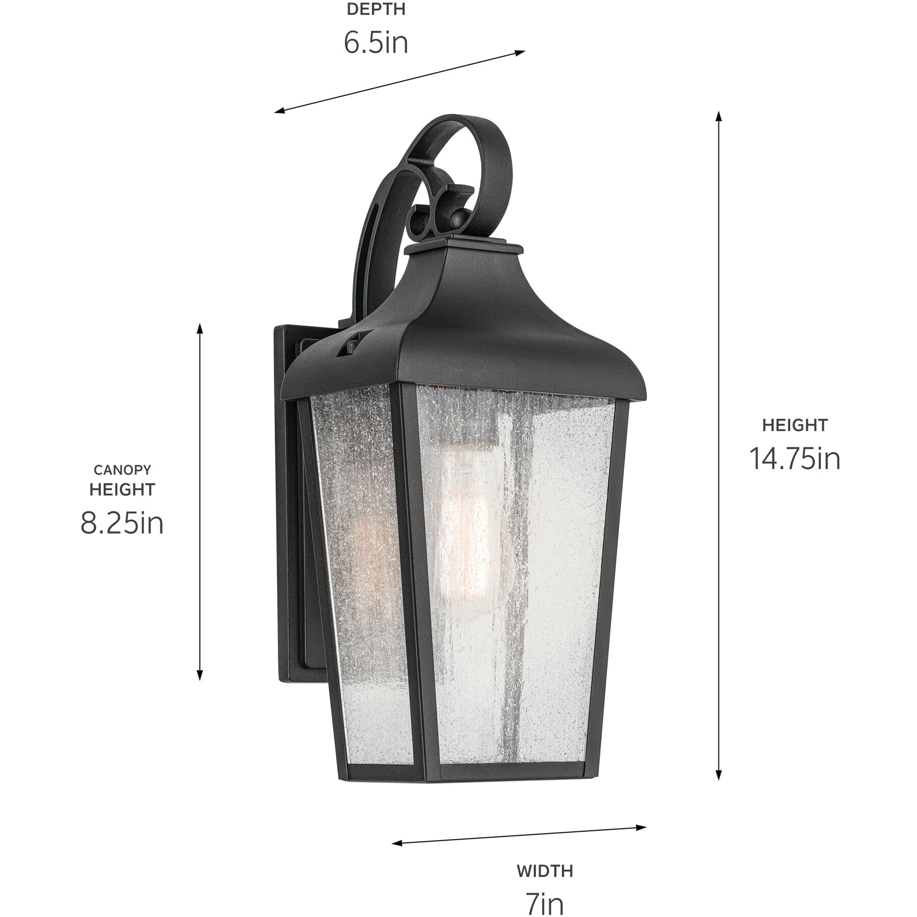 Forestdale 1 Light 14.75 inch Textured Black Outdoor Wall Sconce, Small