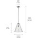 Everly 1 Light Chrome Pendant Ceiling Light in Clear