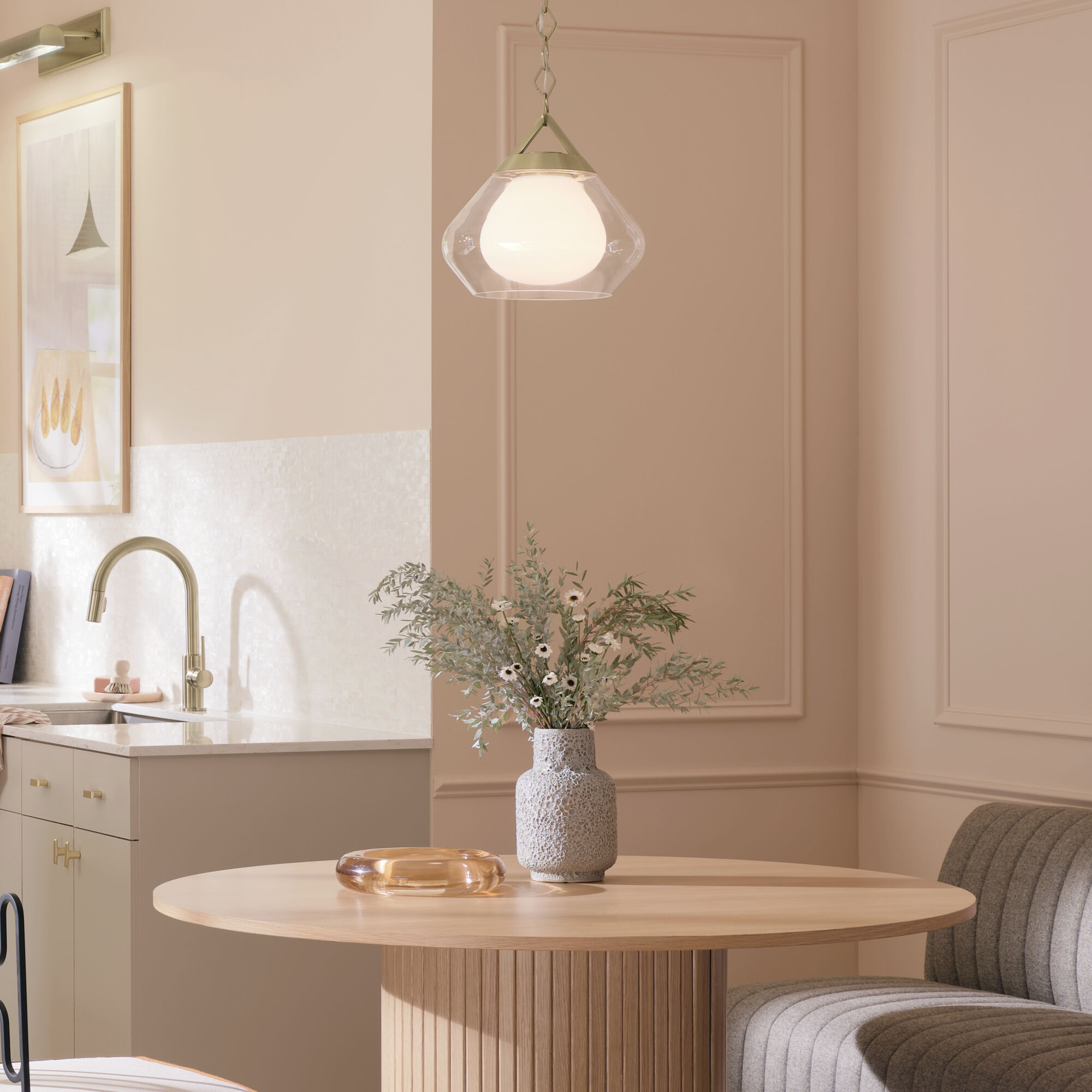 Nella 1 Light Champagne Bronze Pendant Ceiling Light