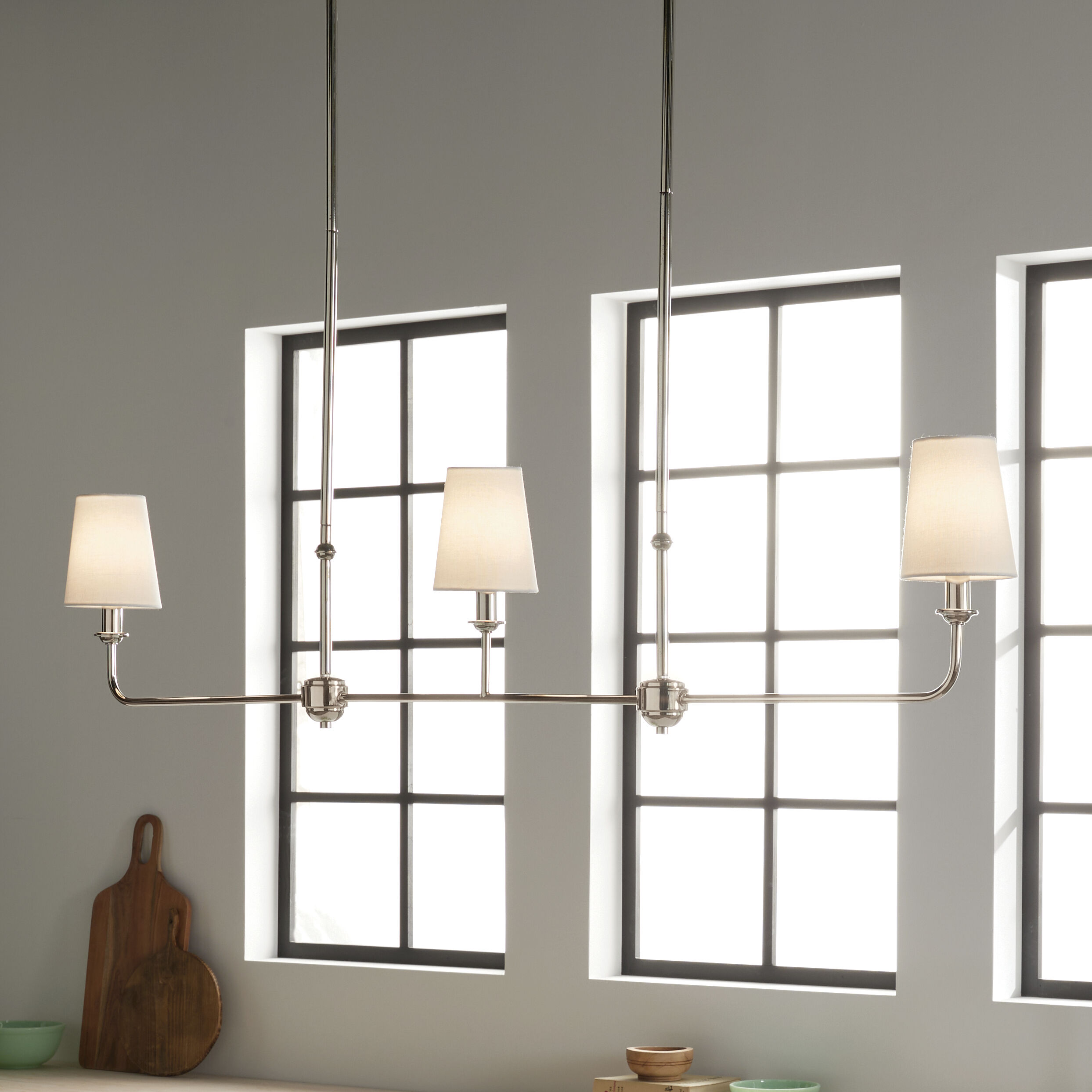 Pallas 3 Light 4.5 inch Polished Nickel Chandelier Linear Ceiling Light