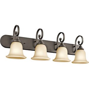 Monroe 4 Light 36 inch Olde Bronze Wall Mt Bath 4 Arm Wall Light in Light Umber Etched, Incandescent