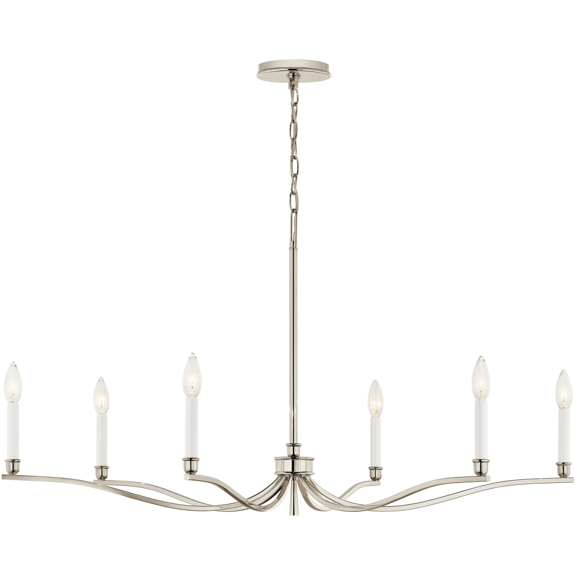 Malene 6 Light Polished Nickel Chandelier Ceiling Light, 1 Tier Medium
