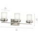 Hendrik 3 Light 24 inch Brushed Nickel Wall Mt Bath 3 Arm Wall Light in Satin Etched Cased Opal