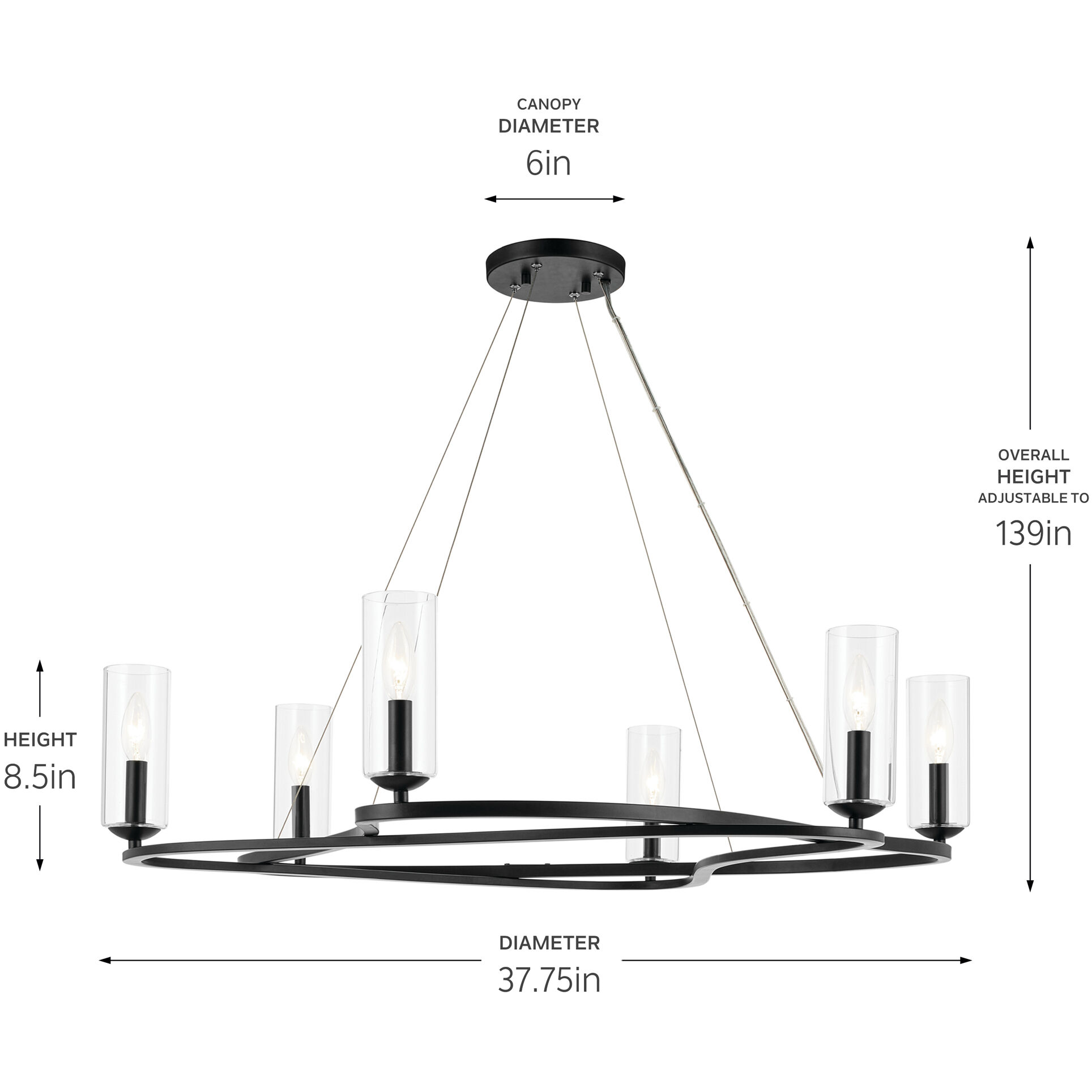 Harpin 6 Light Black Chandelier Ceiling Light