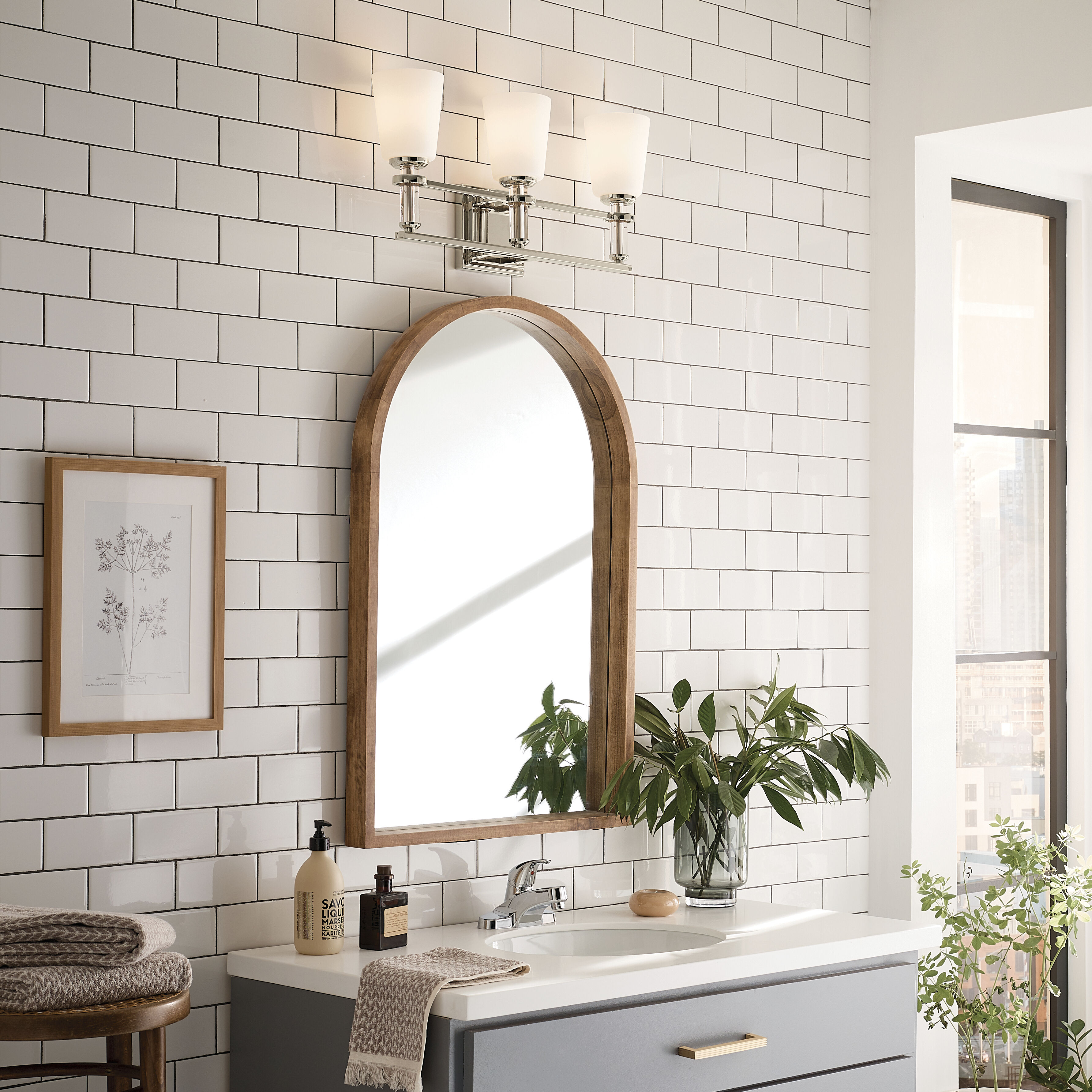 Rosalind 3 Light 23.75 inch Polished Nickel Bath Vanity Light Wall Light