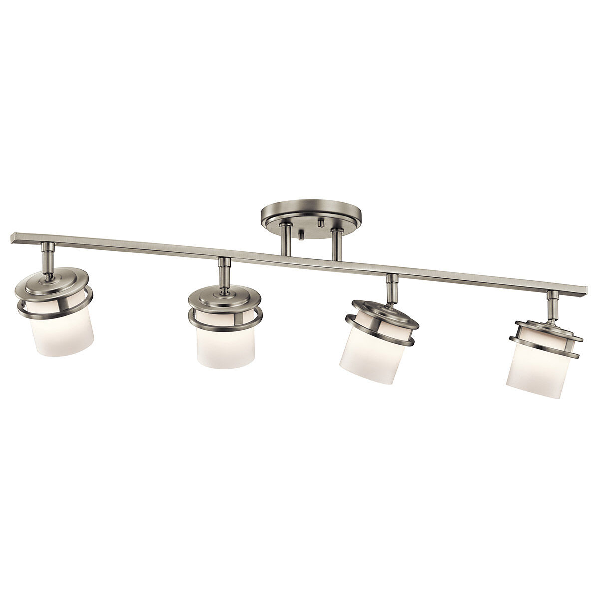 Hendrik 4 Light 120 Brushed Nickel Rail Light Ceiling Light in Satin Etched Cased Opal