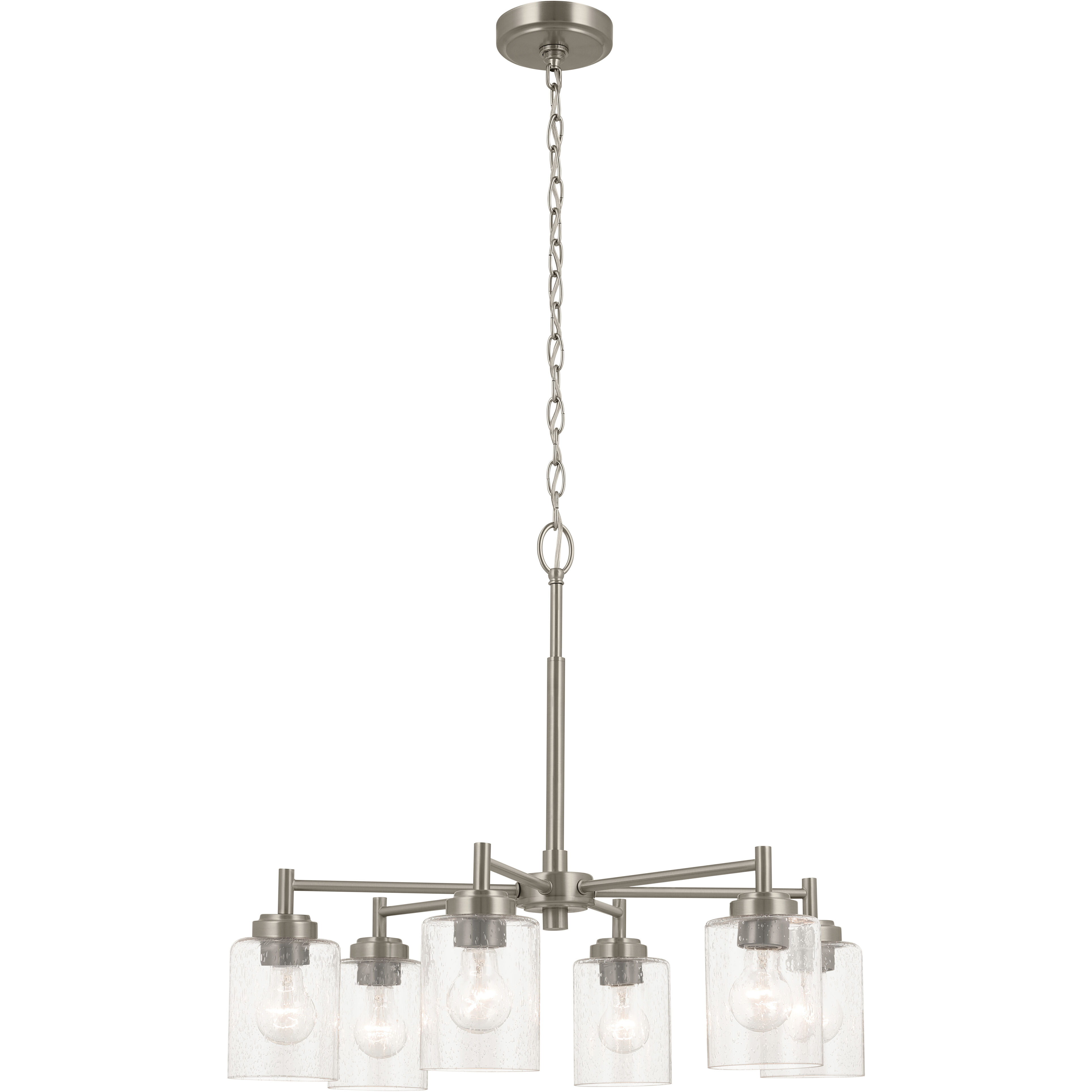 Winslow 6 Light Brushed Nickel Chandelier Ceiling Light, Large