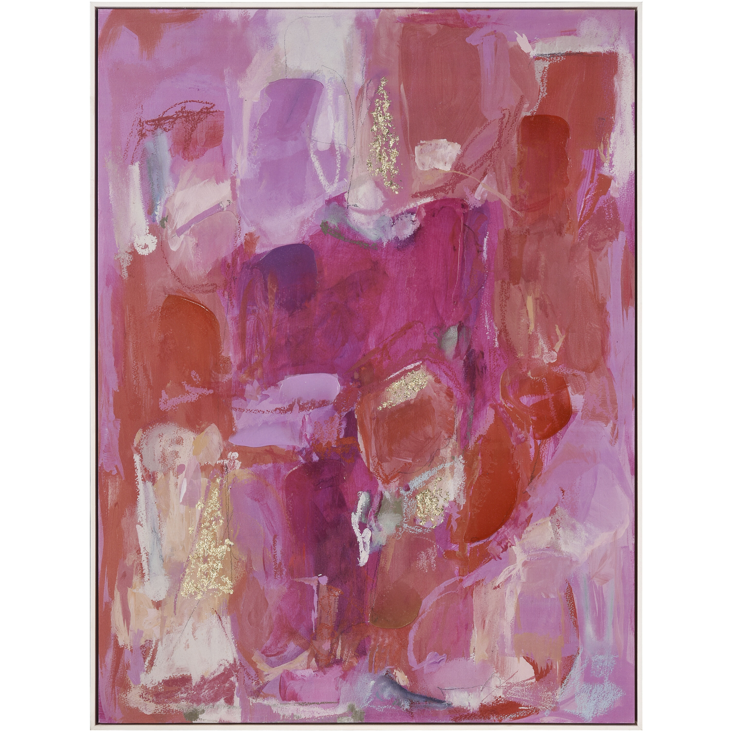 Pink Flush Pink with Coral and Whitewash Framed Wall Art, Abstract