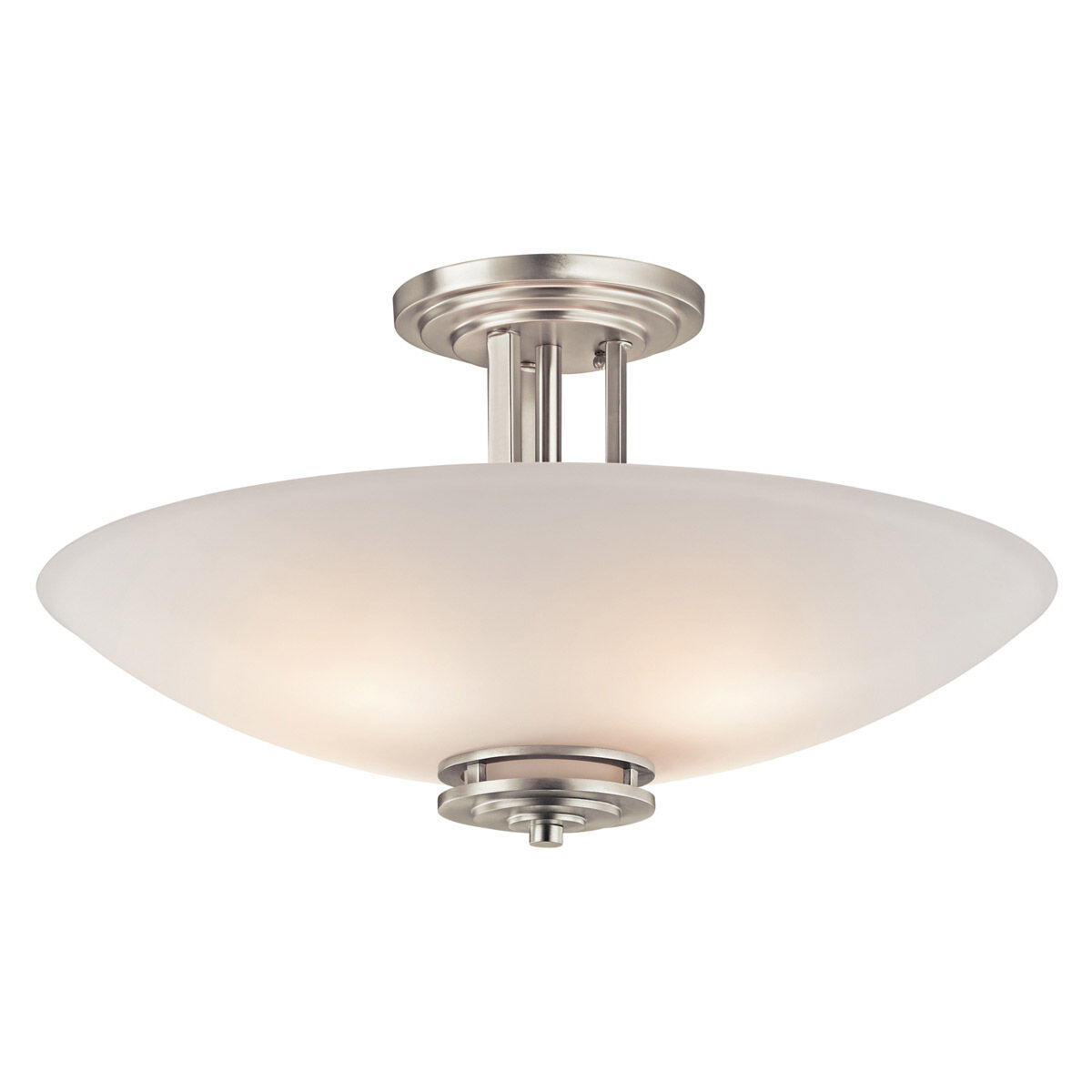 Hendrik 4 Light 24 inch Brushed Nickel Semi Flush Light Ceiling Light in Etched White