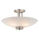 Hendrik 4 Light 24 inch Brushed Nickel Semi Flush Light Ceiling Light in Etched White