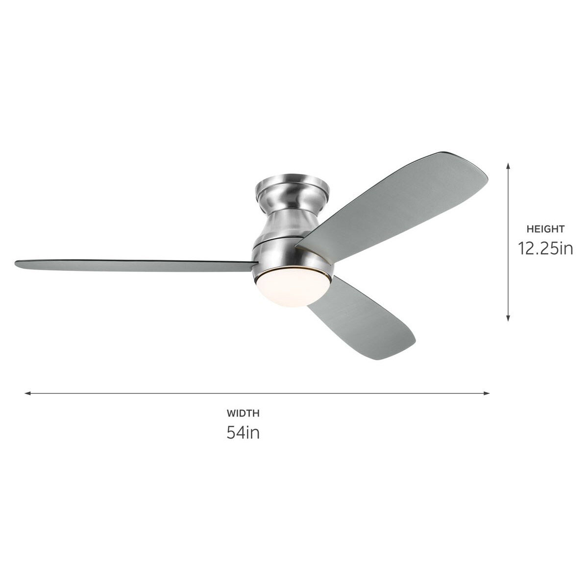 Bead 54 inch Brushed Stainless Steel with Silver Blades Ceiling Fan