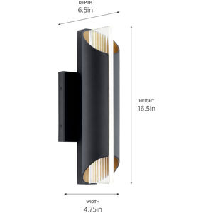 Astalis LED 16.5 inch Textured Black Outdoor Wall Sconce, Medium