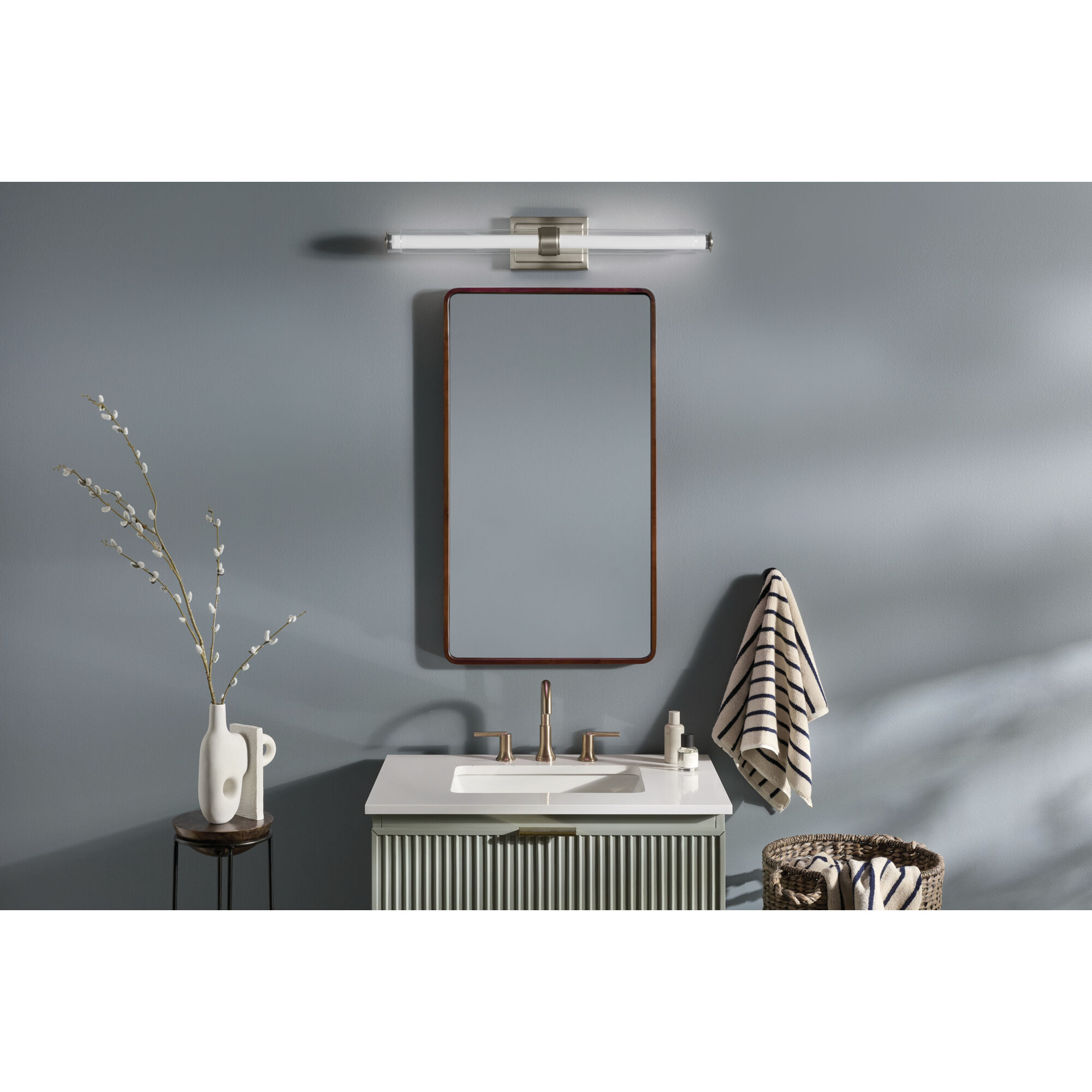 Laurene LED 31 inch Polished Nickel Linear Bath Bar Wall Light, Large