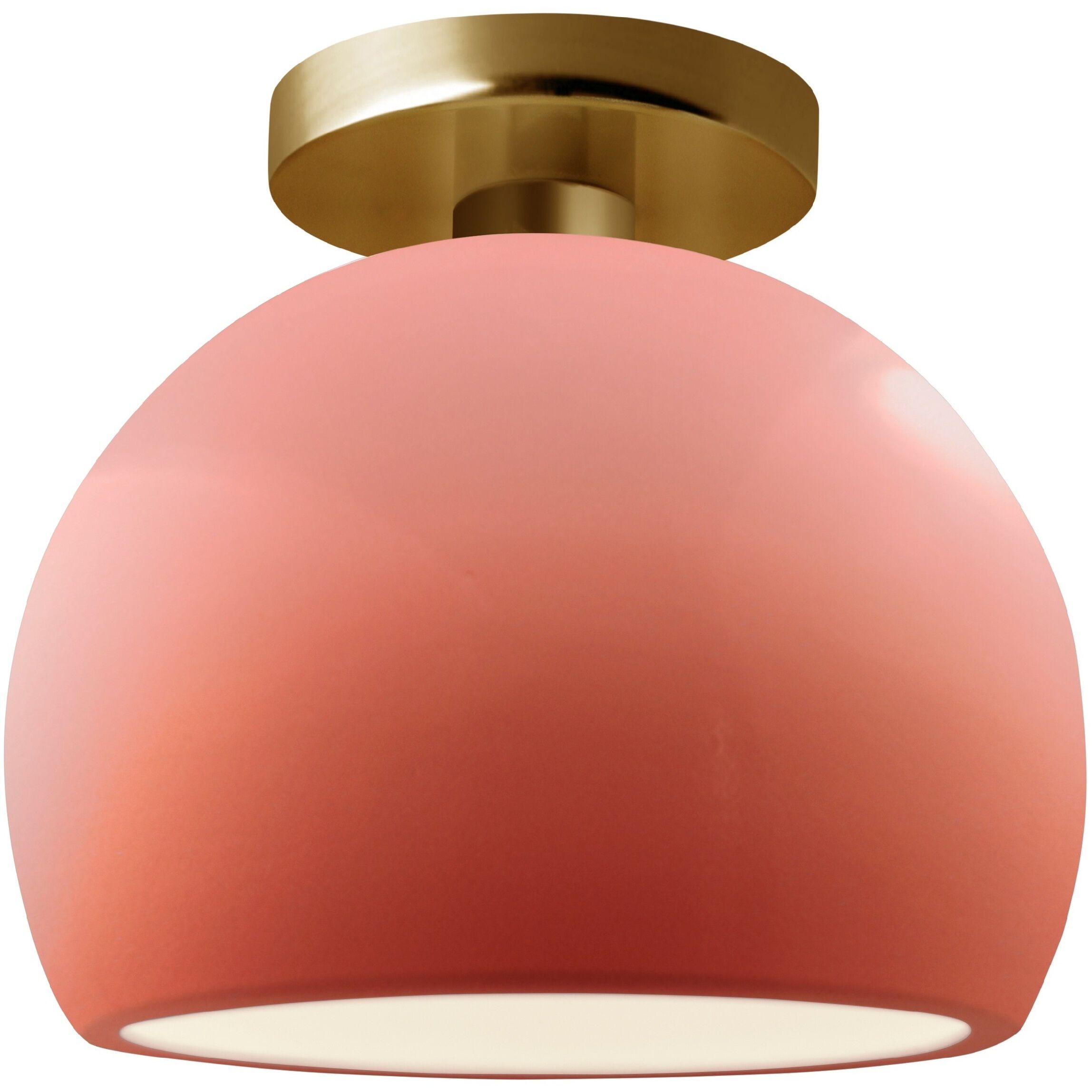 Radiance 1 Light 7 inch Gloss Blush and Brushed Brass Semi Flush Ceiling Light
