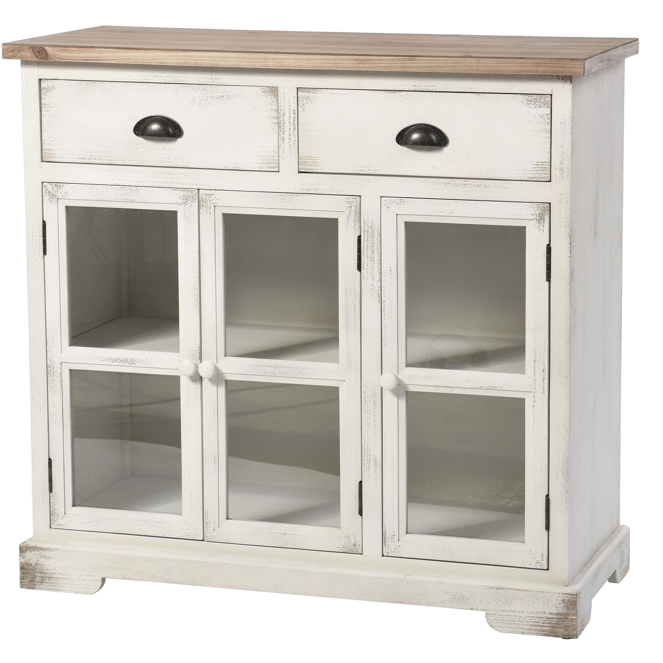 Shabby Antique White and Natural Cabinet