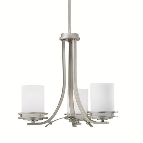 Hendrik 3 Light 19 inch Brushed Nickel Chandelier 1 Tier Small Ceiling Light in Satin Etched Cased Opal, 1 Tier Small