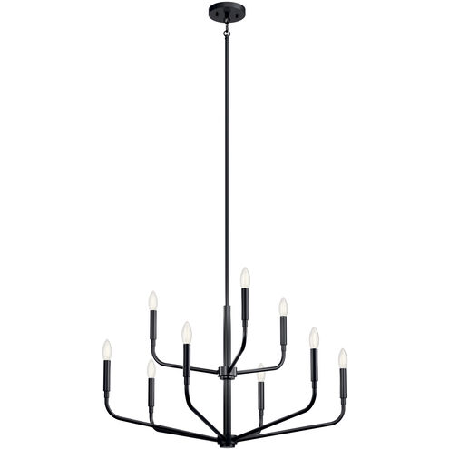 Madden 9 Light Black Chandelier Ceiling Light, 2 Tier