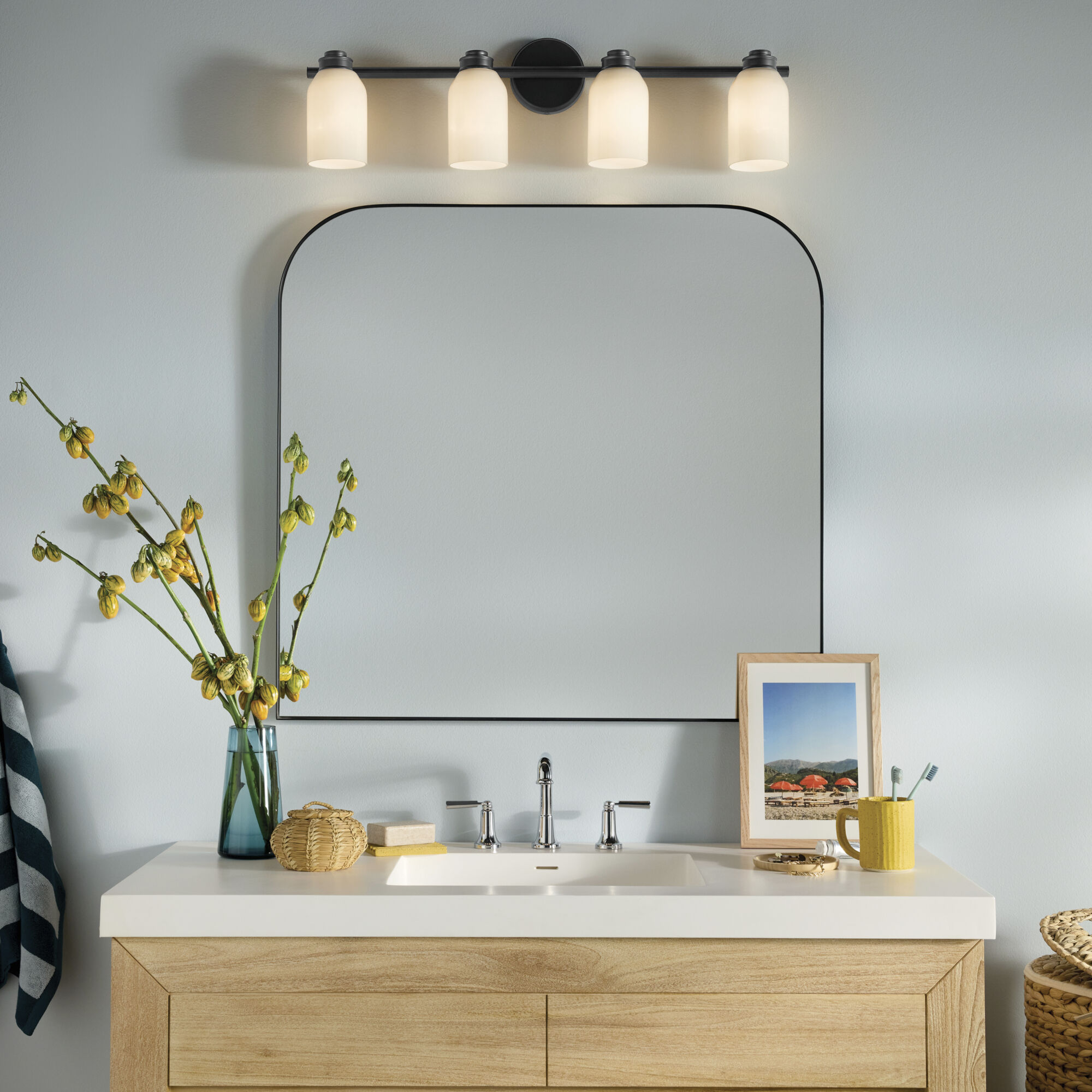 Shae 4 Light 32 inch Black Vanity Light Wall Light