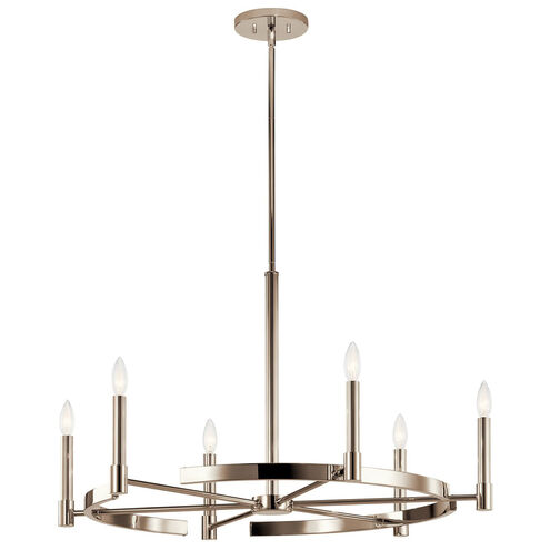 Tolani 6 Light 34 inch Polished Nickel Chandelier Ceiling Light, 1 Tier Large