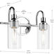 Kavi 2 Light 12.5 inch Chrome Vanity Light Wall Light