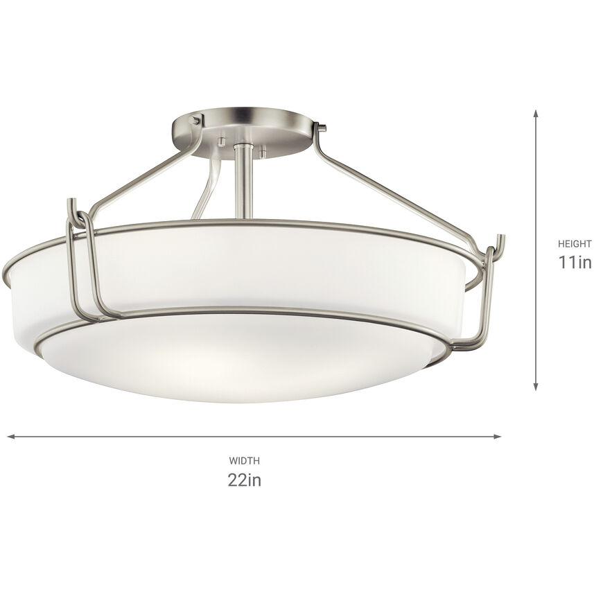 Alkire 4 Light 22 inch Brushed Nickel Semi Flush Light Ceiling Light