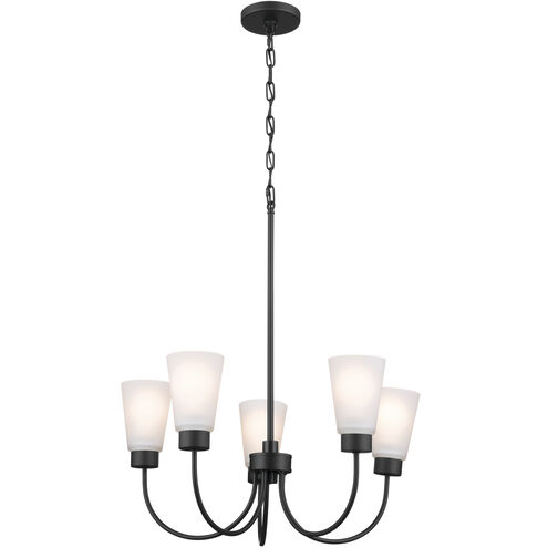 Erma 5 Light Black Chandelier Ceiling Light, Medium, 1 Tier