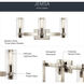 Jemsa 3 Light 22.75 inch Polished Nickel Bath Bracket Wall Light, 3 Arm