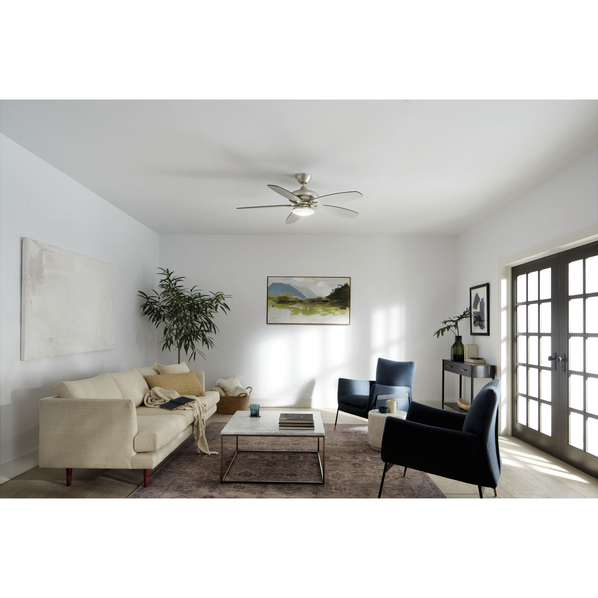 Renew Designer 52 inch Painted Brushed Nickel with Silver Blades Ceiling Fan