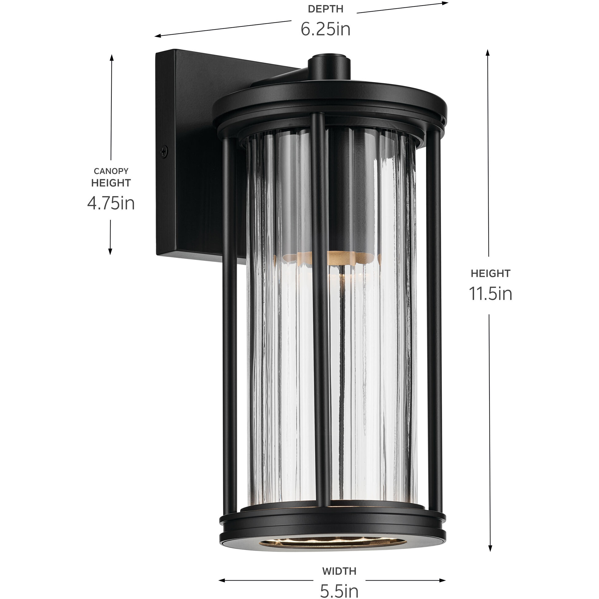 Barras 1 Light 11.5 inch Black Outdoor Wall Sconce