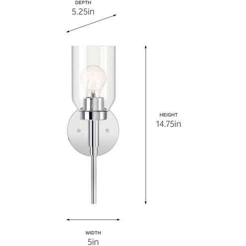 Madden 1 Light 5 inch Chrome Wall Sconce Wall Light