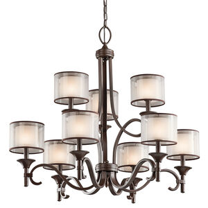 Lacey 9 Light 34 inch Mission Bronze Chandelier 2 Tier Large Ceiling Light, 2 Tier