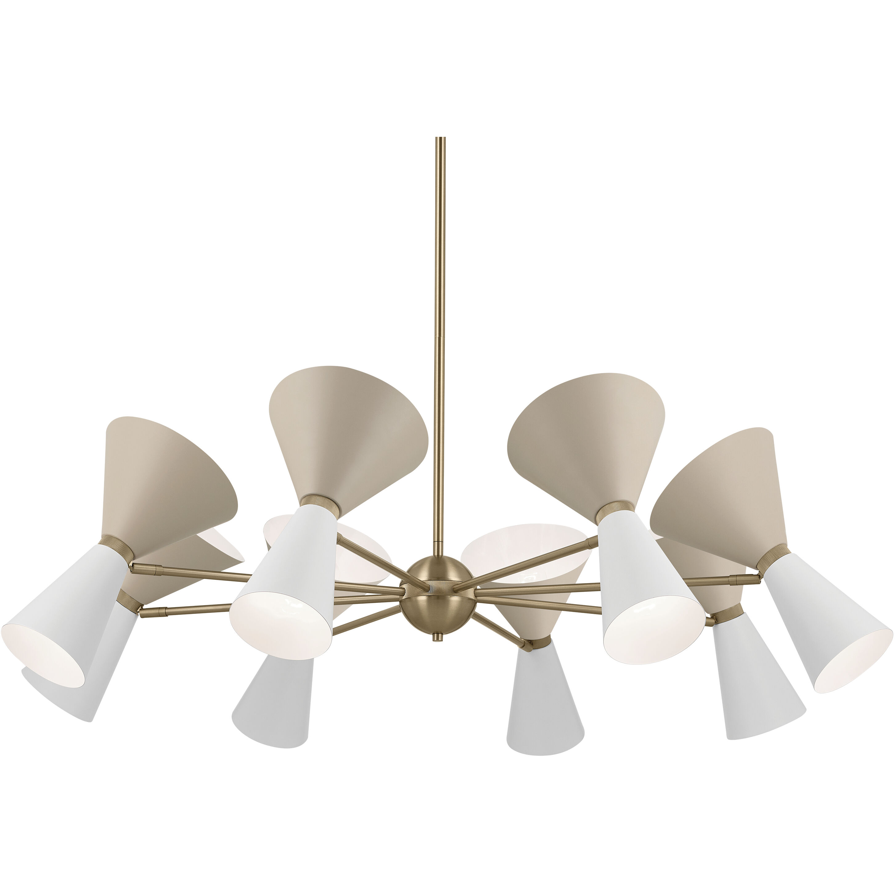 Phix LED 48.75 inch Champagne Bronze with Greige and White Chandelier Ceiling Light