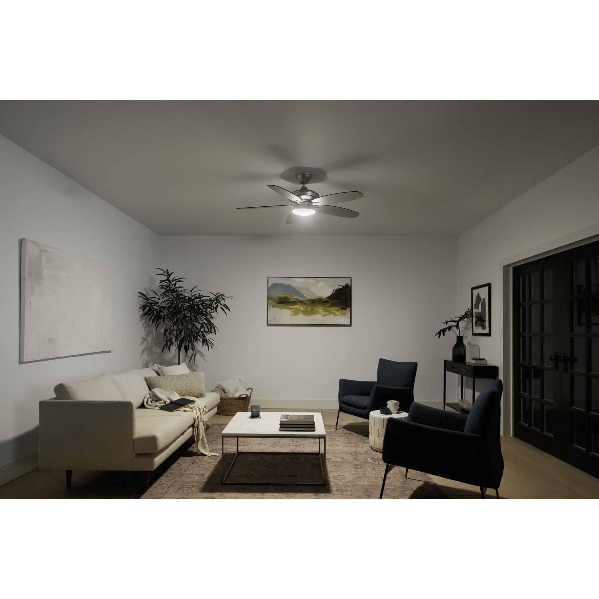 Renew Designer 52 inch Painted Brushed Nickel with Silver Blades Ceiling Fan